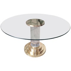 Lucite and Brass Dining Table in the style of Romeo Rega, Italy, 1970s