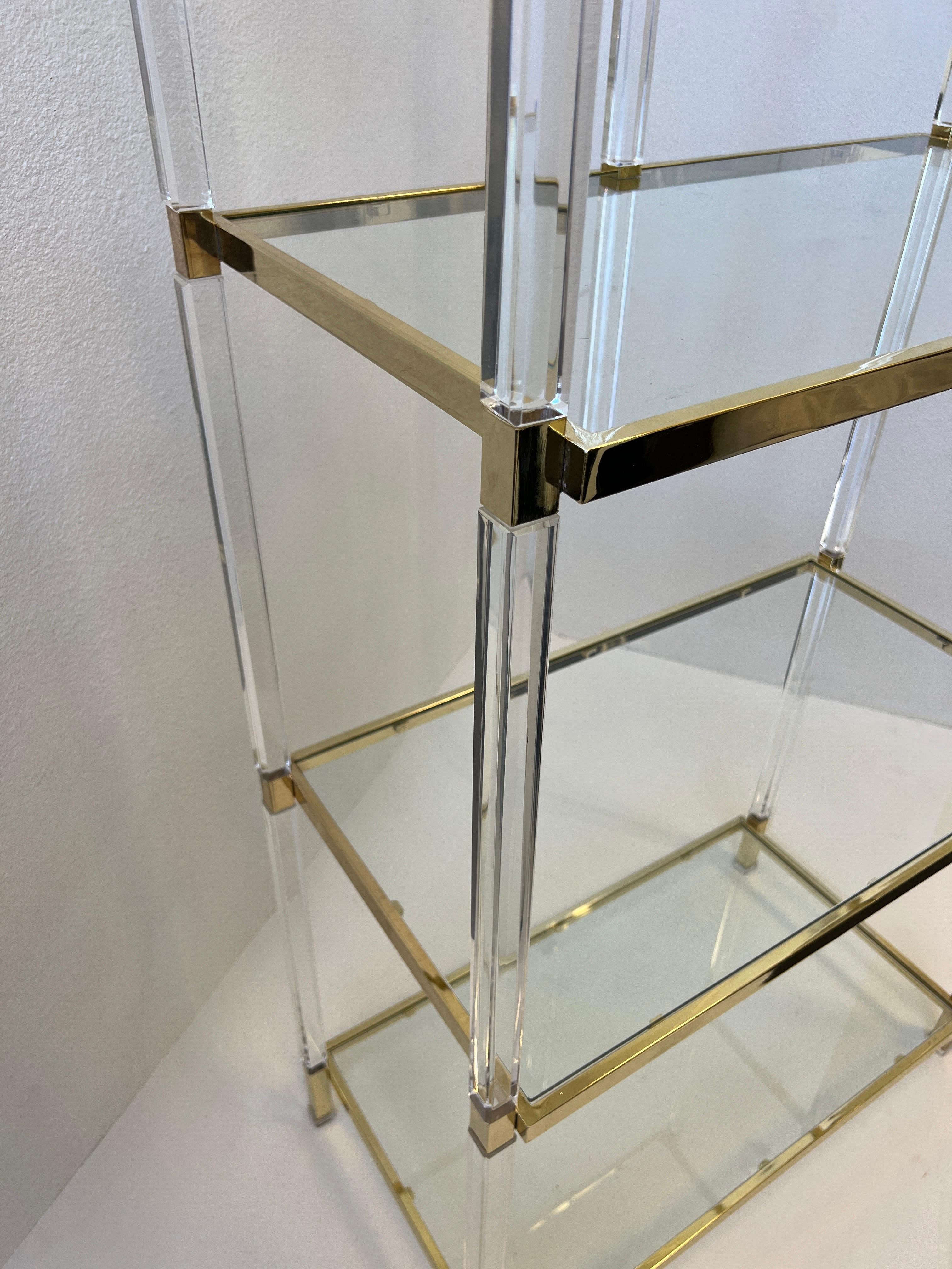 American Lucite and Brass Etagere by Charles Hollis Jones For Sale