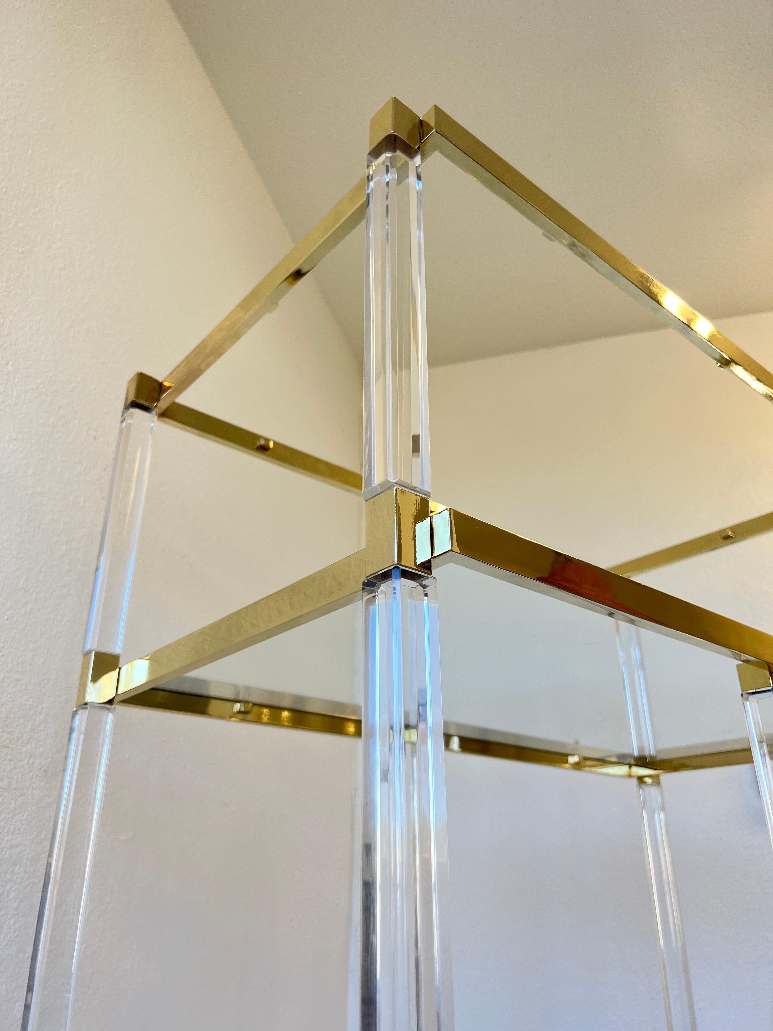 Lucite and Brass Etagere by Charles Hollis Jones In Good Condition For Sale In Palm Springs, CA