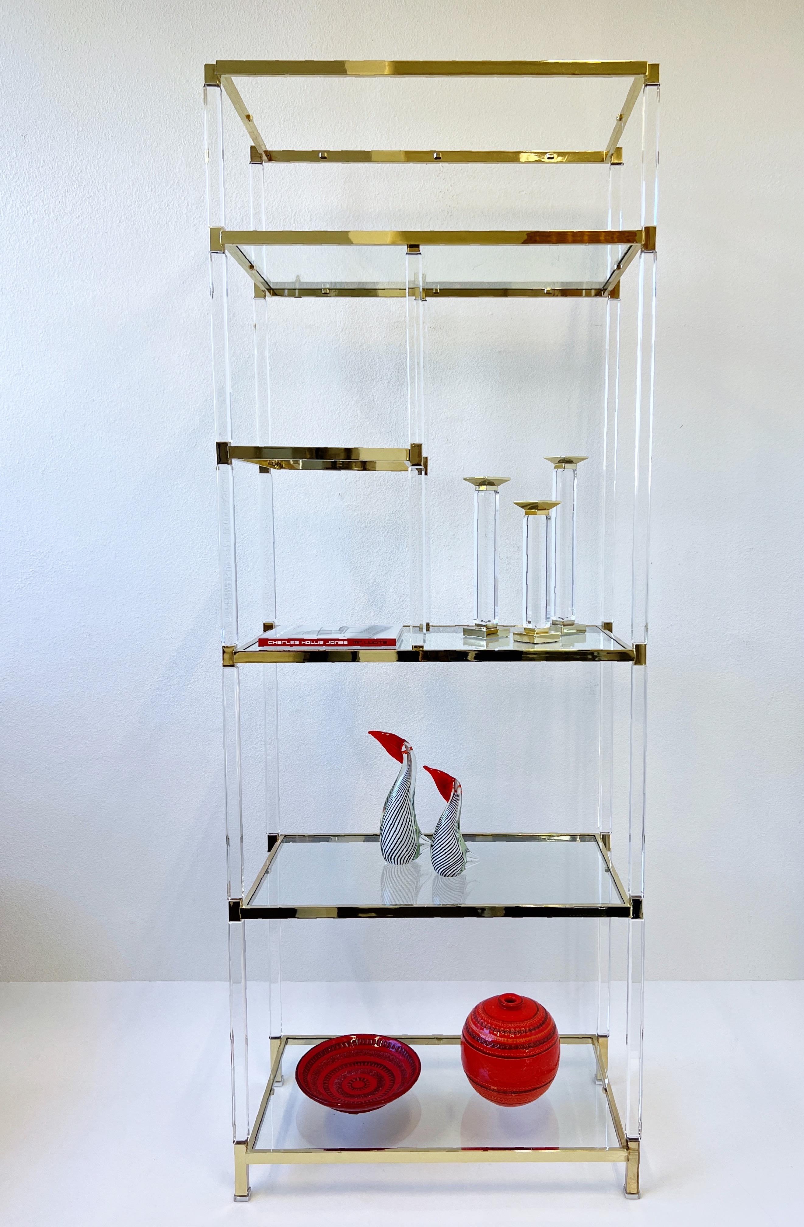 Lucite and Brass Etagere by Charles Hollis Jones For Sale 1