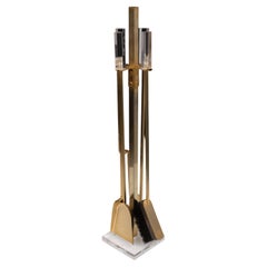 Lucite and Brass fireplace set France 1970s