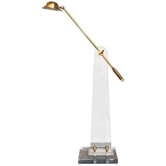 Lucite and Brass Floor Lamp