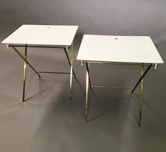 Lucite and Brass Folding Tray Tables by Charles Hollis Jones