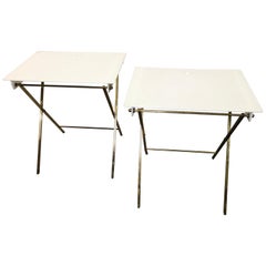 Lucite and Brass Folding Tray Tables by Charles Hollis Jones