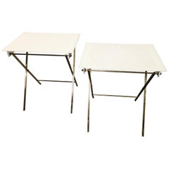 Vintage Lucite and Brass Folding Tray Tables by Charles Hollis Jones