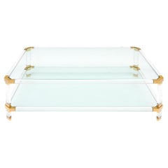 Lucite and Brass French Coffee Table Lucite and Brass French Coffee Table
