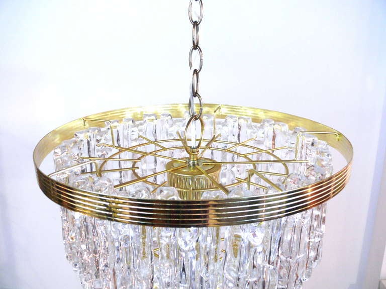 Mid-Century Modern Lucite and Brass Icicle Chandelier