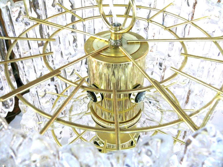 20th Century Lucite and Brass Icicle Chandelier