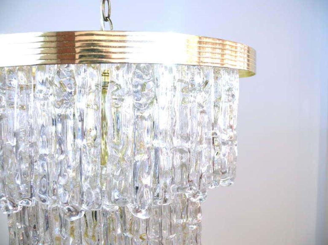 Lucite And Brass Kalmar Style Icicle Chandelier For Sale 3