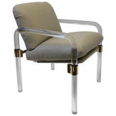 Lucite and Brass Leather Armchair by Jeff Messerschmidt