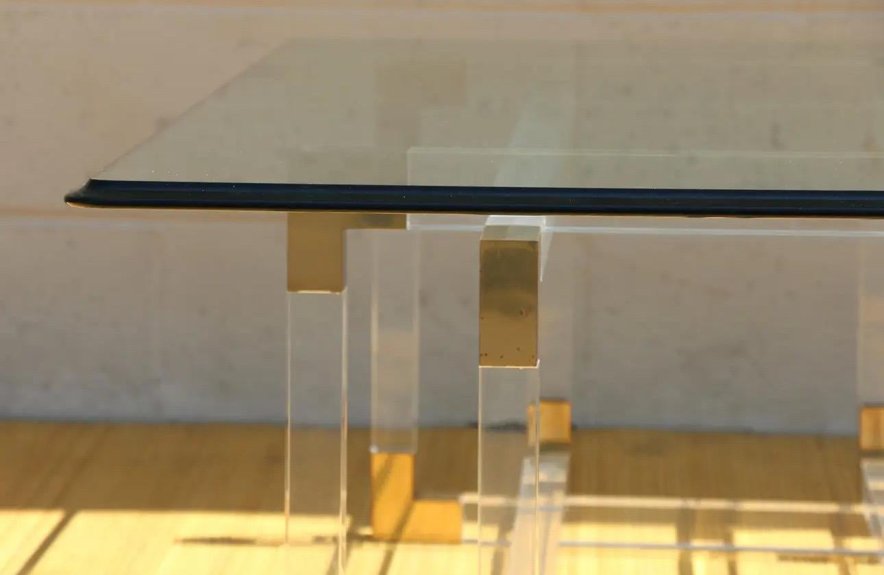 Table à cocktail/table basse « Metric Line » en Lucite et laiton de Charles Hollis Jones en vente 3