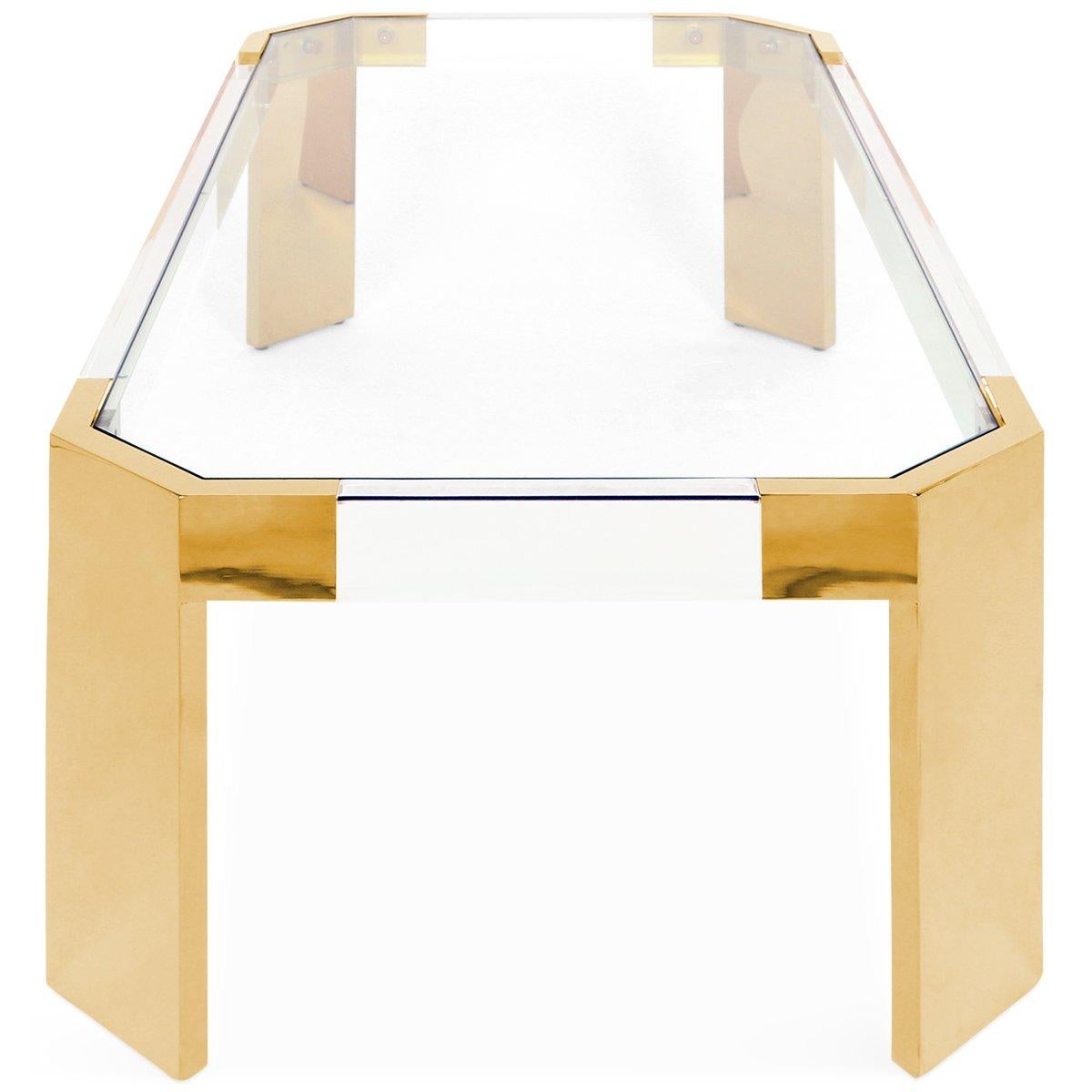 lucite and brass coffee table