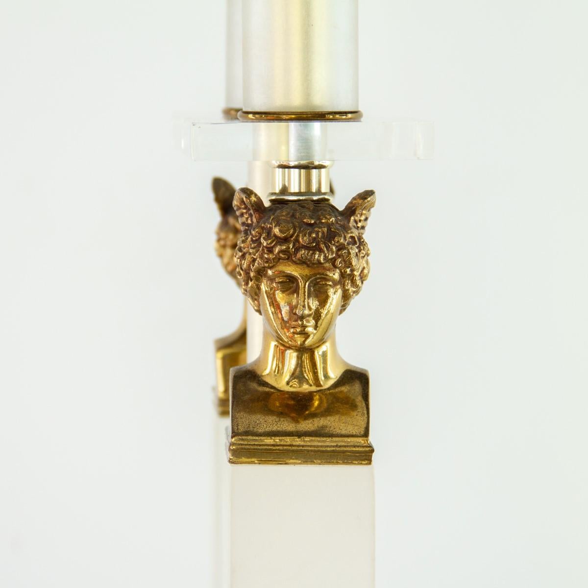 Lucite and Brass Neoclassical Style Lamp, 1970s 2