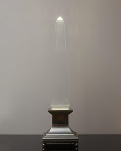 Lucite and Brass Obelisk Table Lamp by Sandro Petti for Maison Jansen