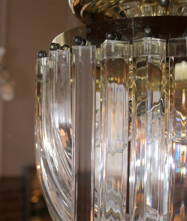 Lucite and Brass Ribbon Chandelier 2