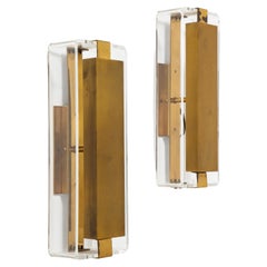Vintage Lucite and Brass Sconces