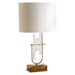Lucite and Brass Sculptural Table Lamp Lucite and Brass Sculptural Table Lamp