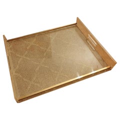 Lucite and Brass Serving Tray
