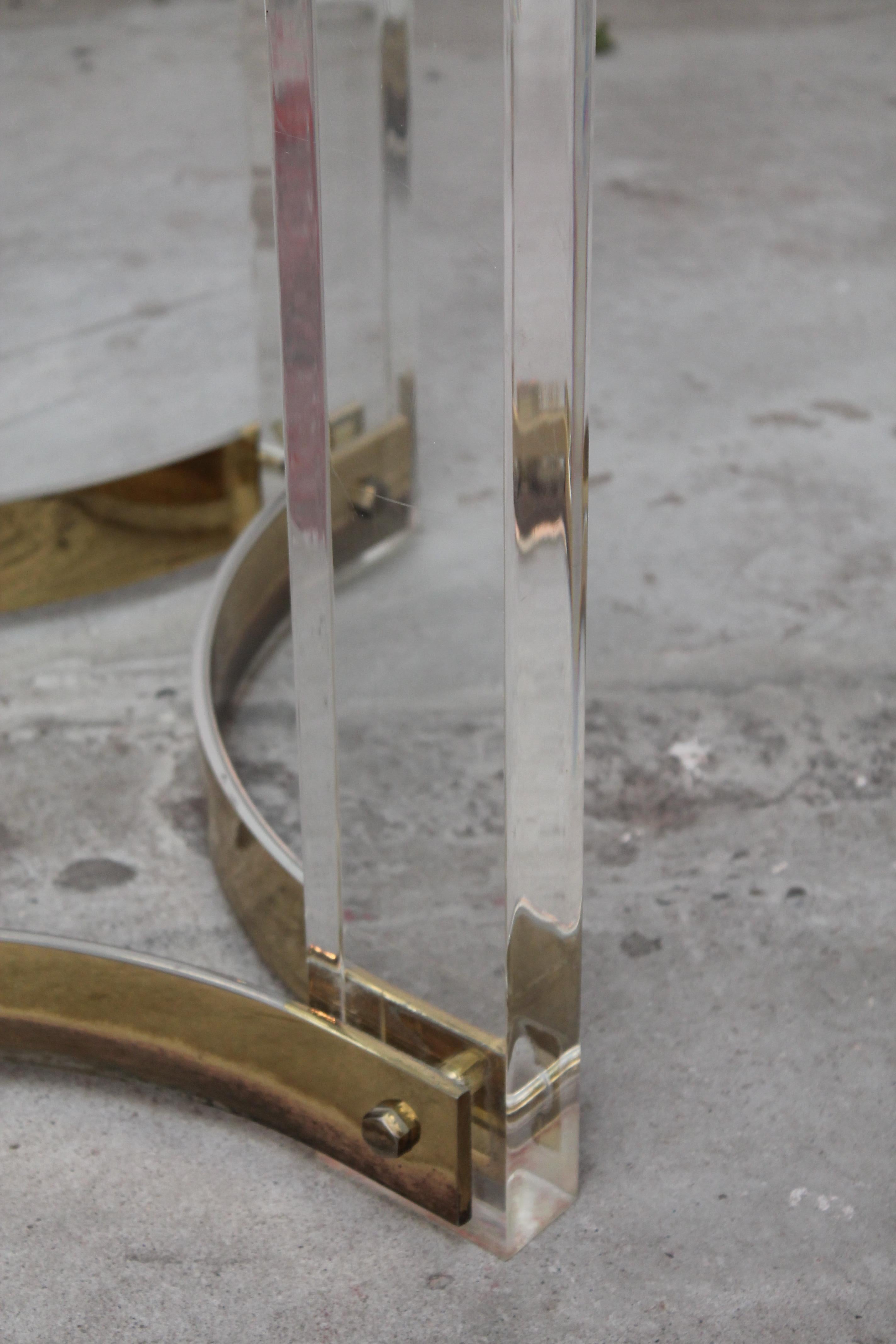Lucite and Brass Table by Romeo Rega For Sale 4