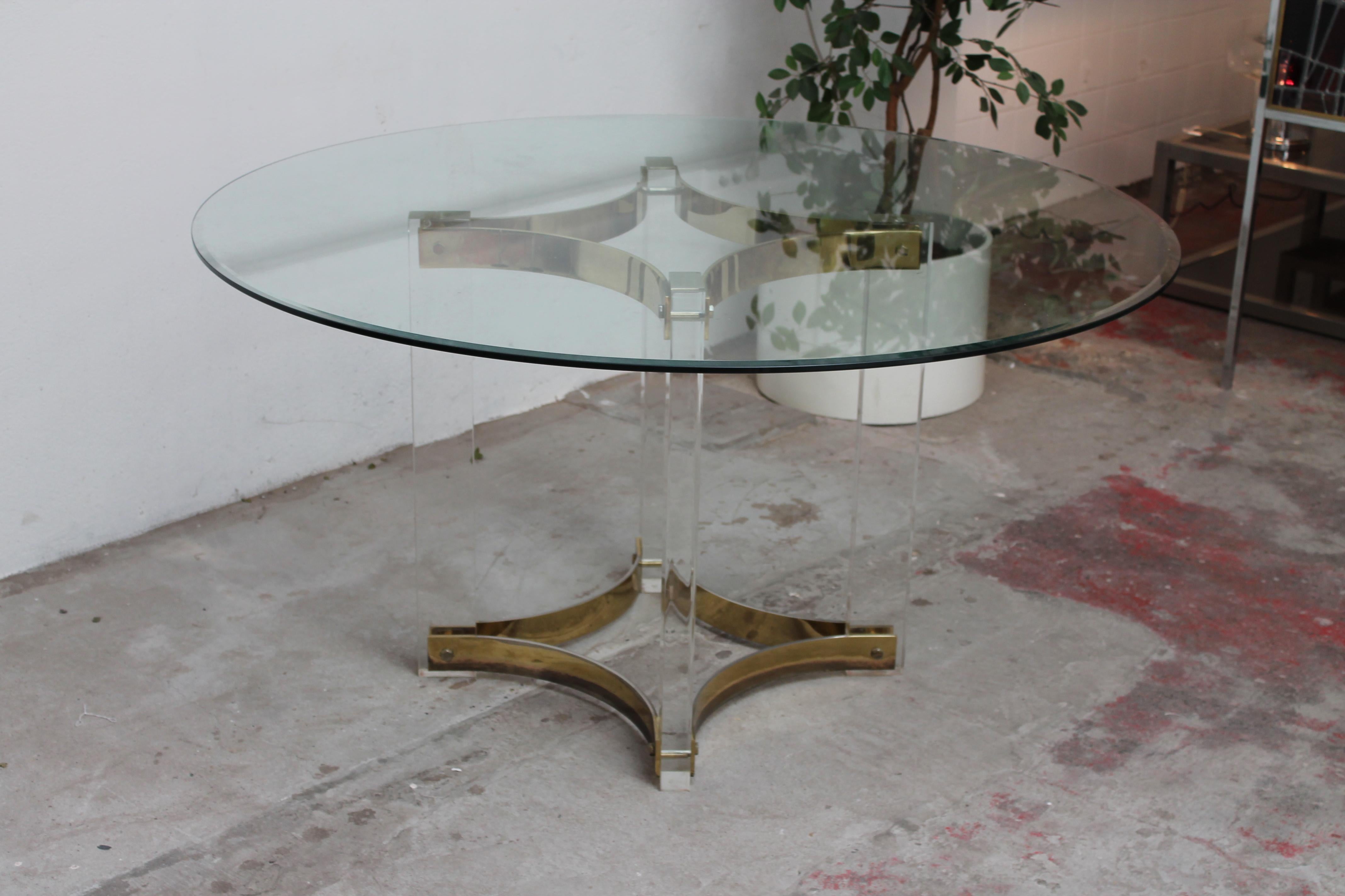 Lucite and Brass Table by Romeo Rega For Sale 6