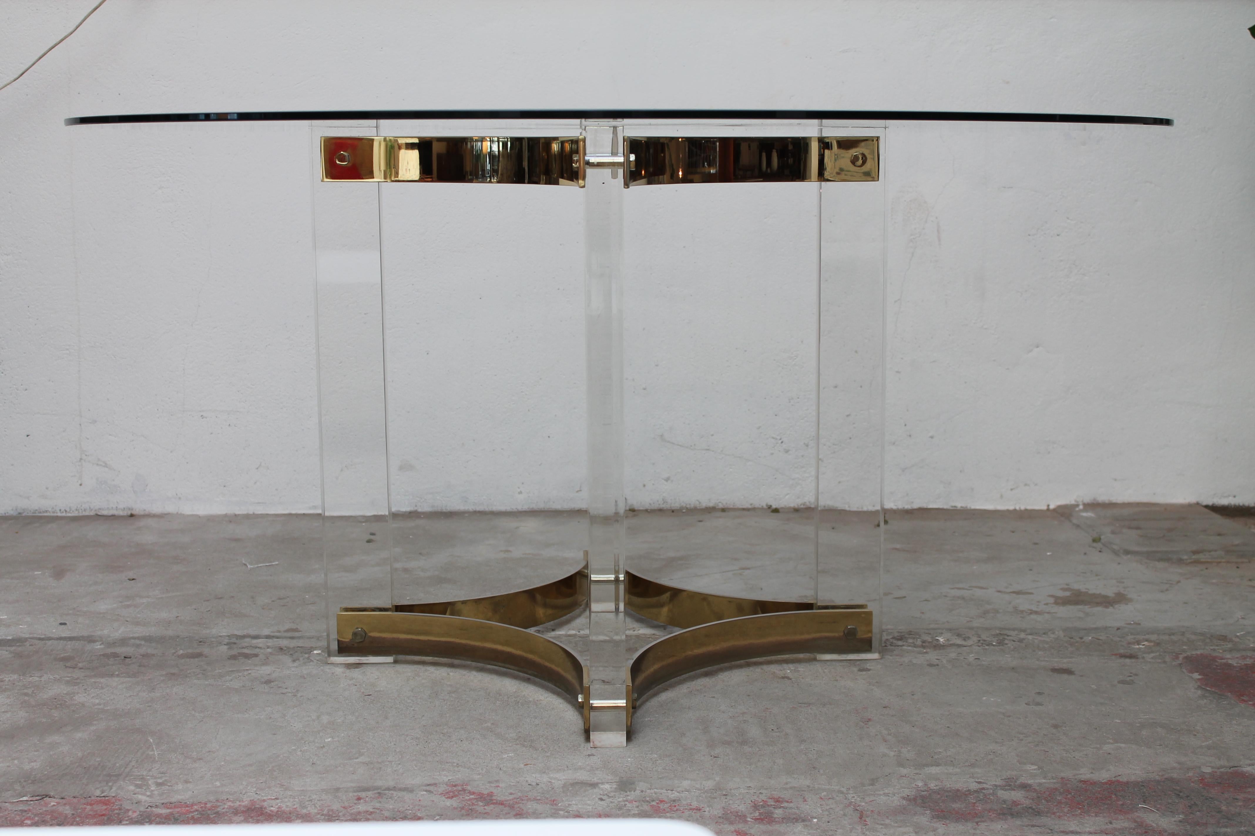 Lucite and Brass Table by Romeo Rega For Sale 8