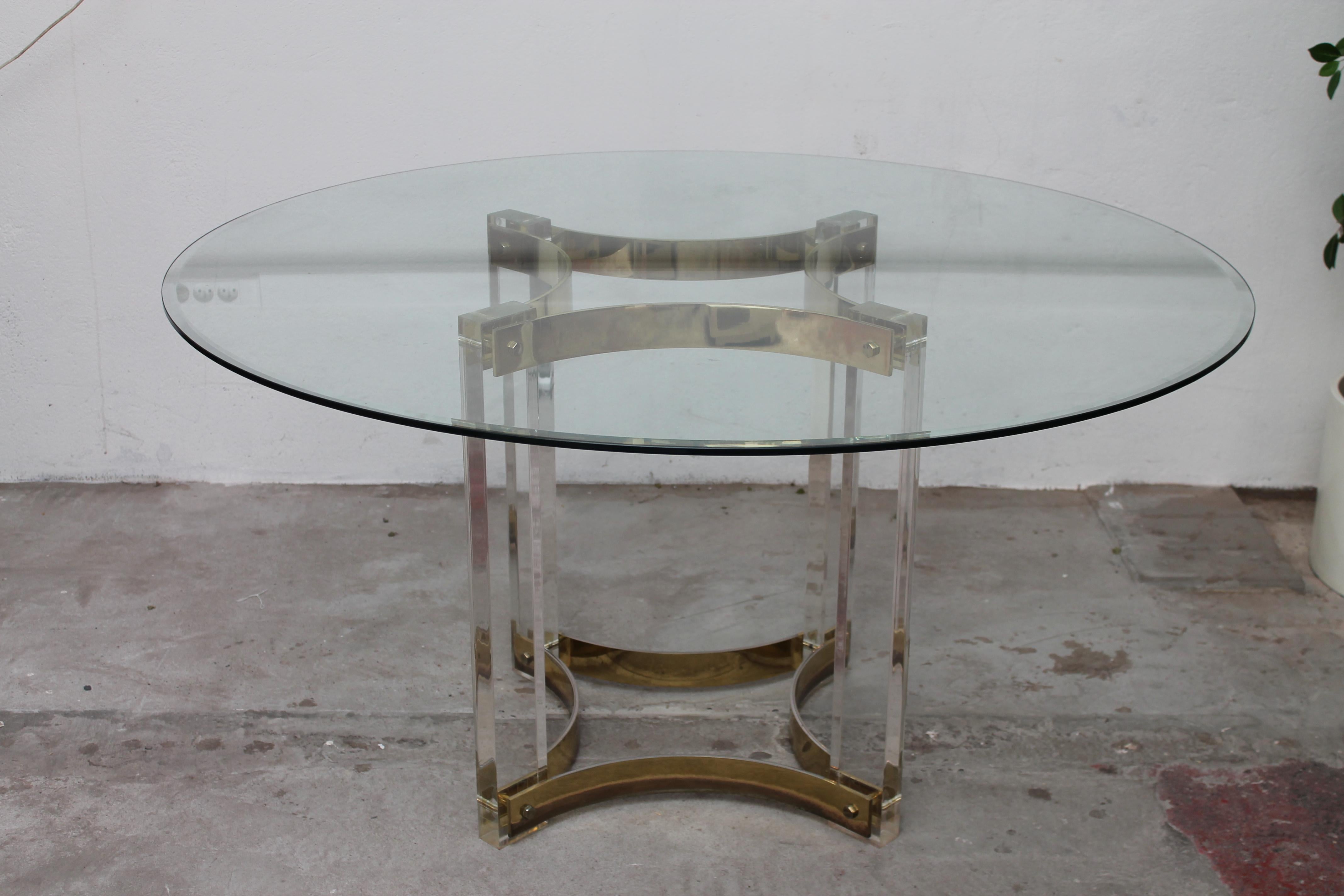 Lucite and Brass Table by Romeo Rega For Sale 1