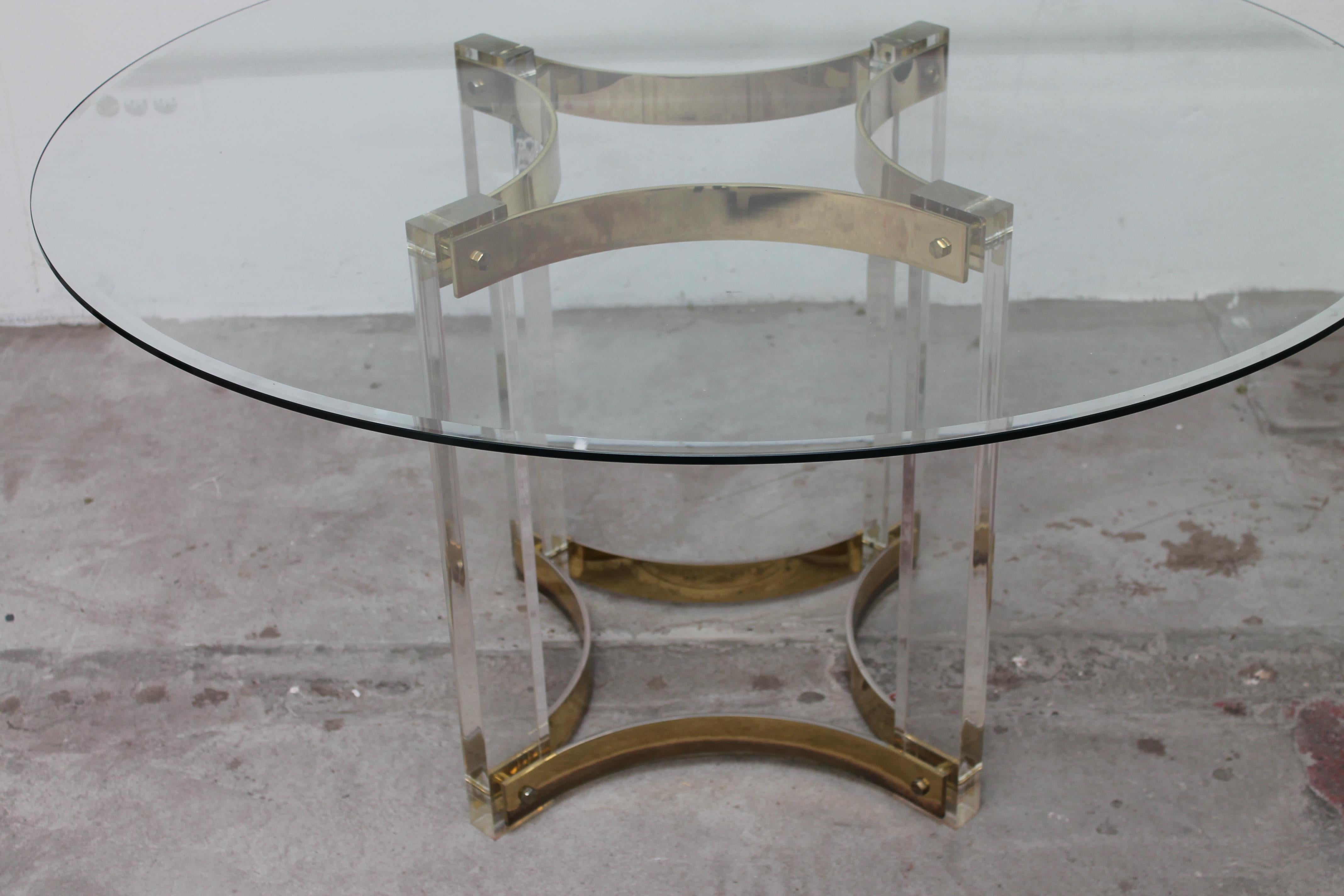 Lucite and Brass Table by Romeo Rega For Sale 2