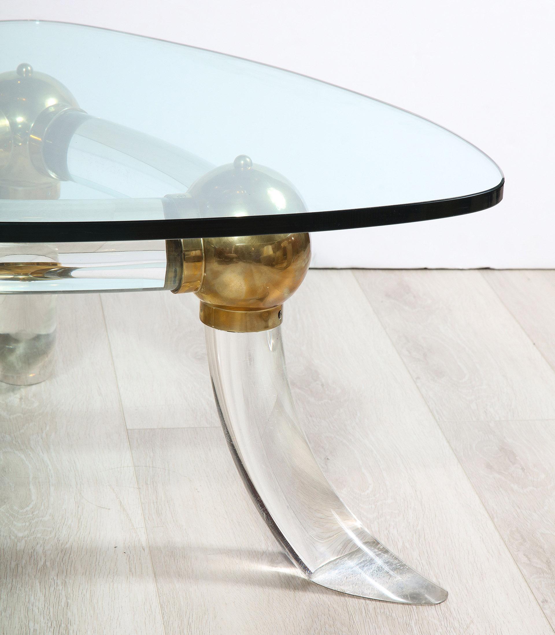 20th Century Lucite and Brass Table For Sale