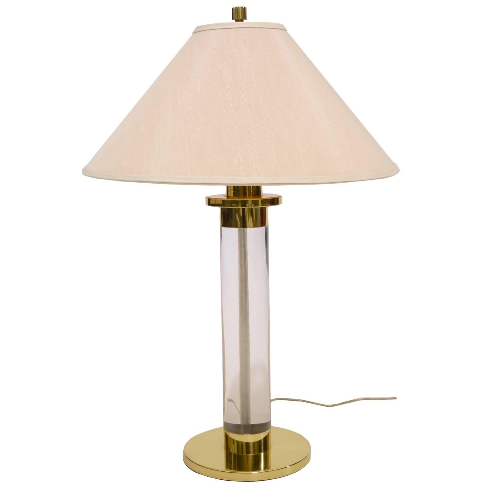 Lucite and Brass Table Lamp by Frederick Cooper For Sale