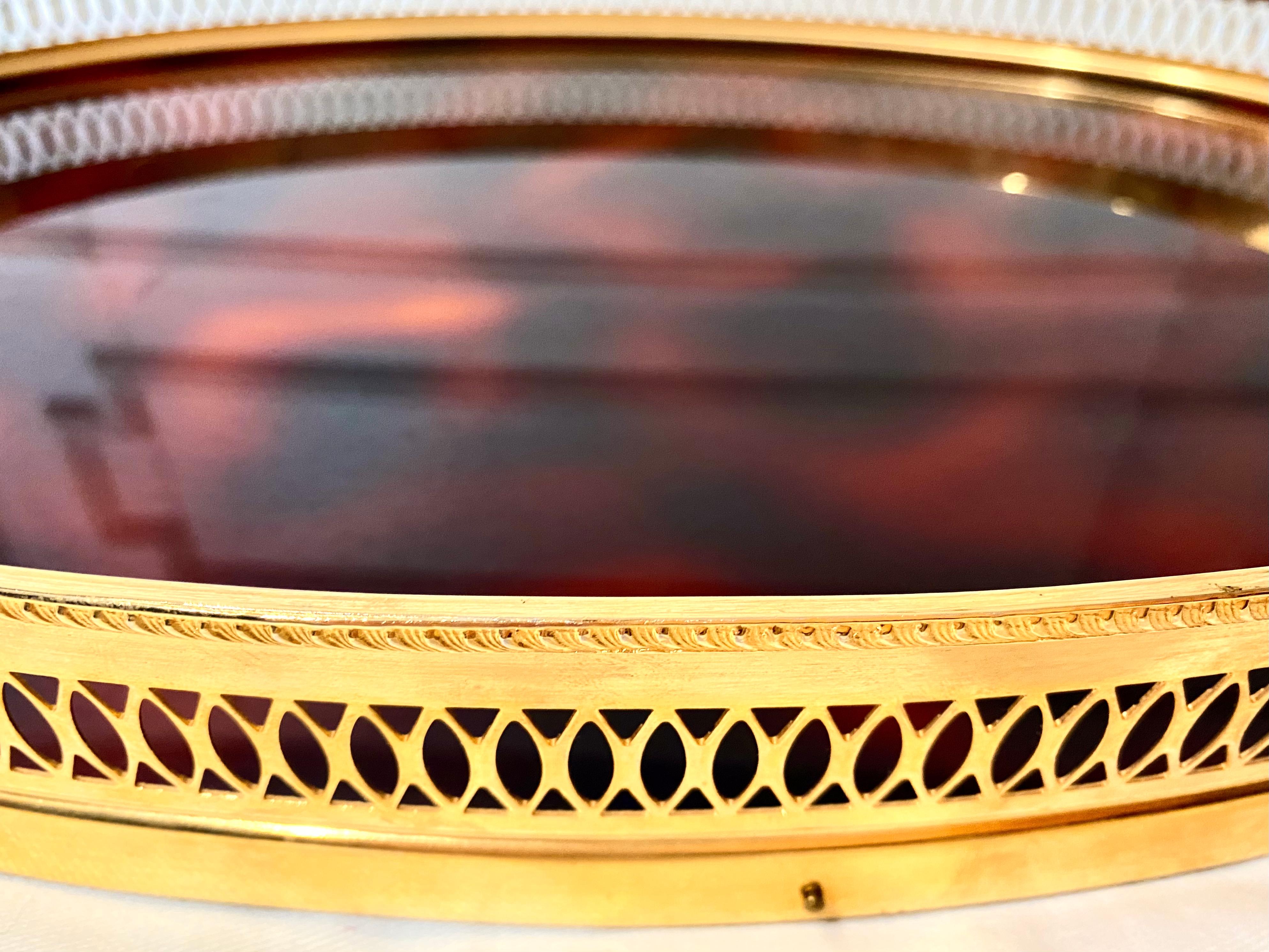 Gilt Lucite and Brass Tortoise shell Large Tray, Italy, Mid-Century Moderne For Sale