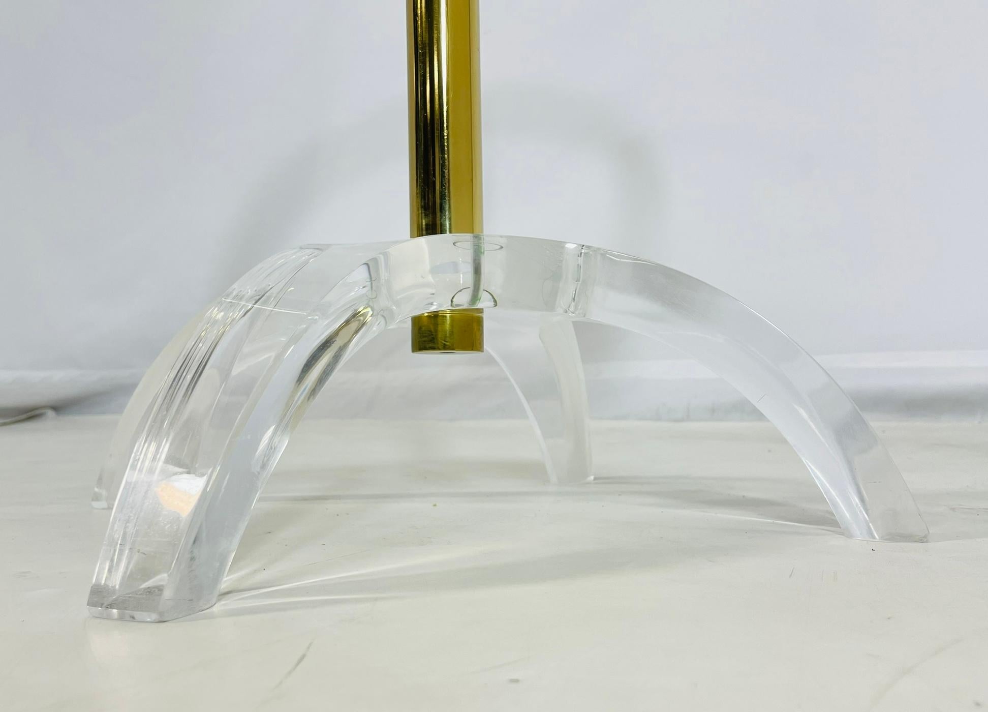 Lucite and Brass Vanity Swivel Chair by Charles Hollis Jones, USA 1960's For Sale 3