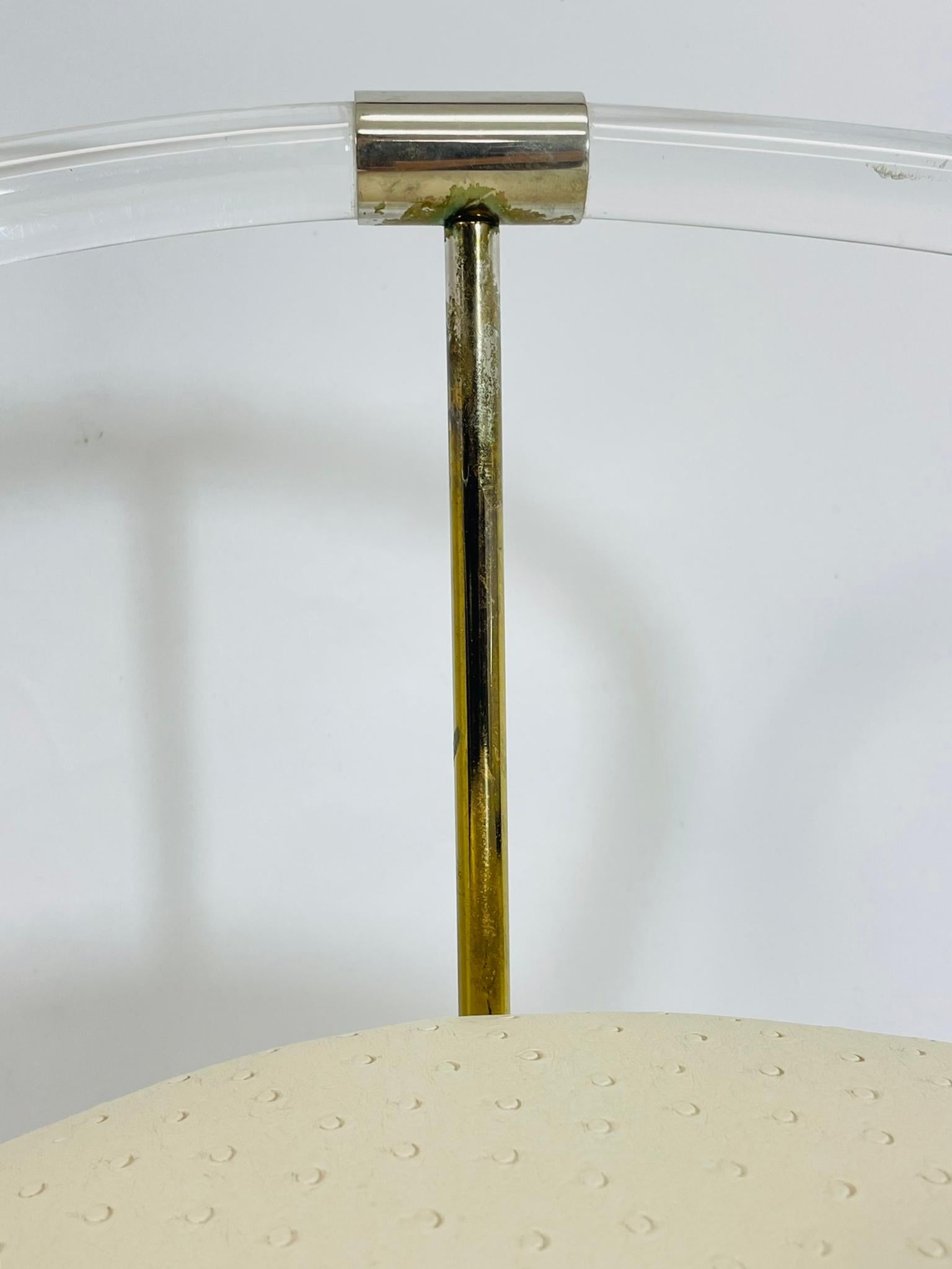 Lucite and Brass Vanity Swivel Chair by Charles Hollis Jones, USA 1960's For Sale 4