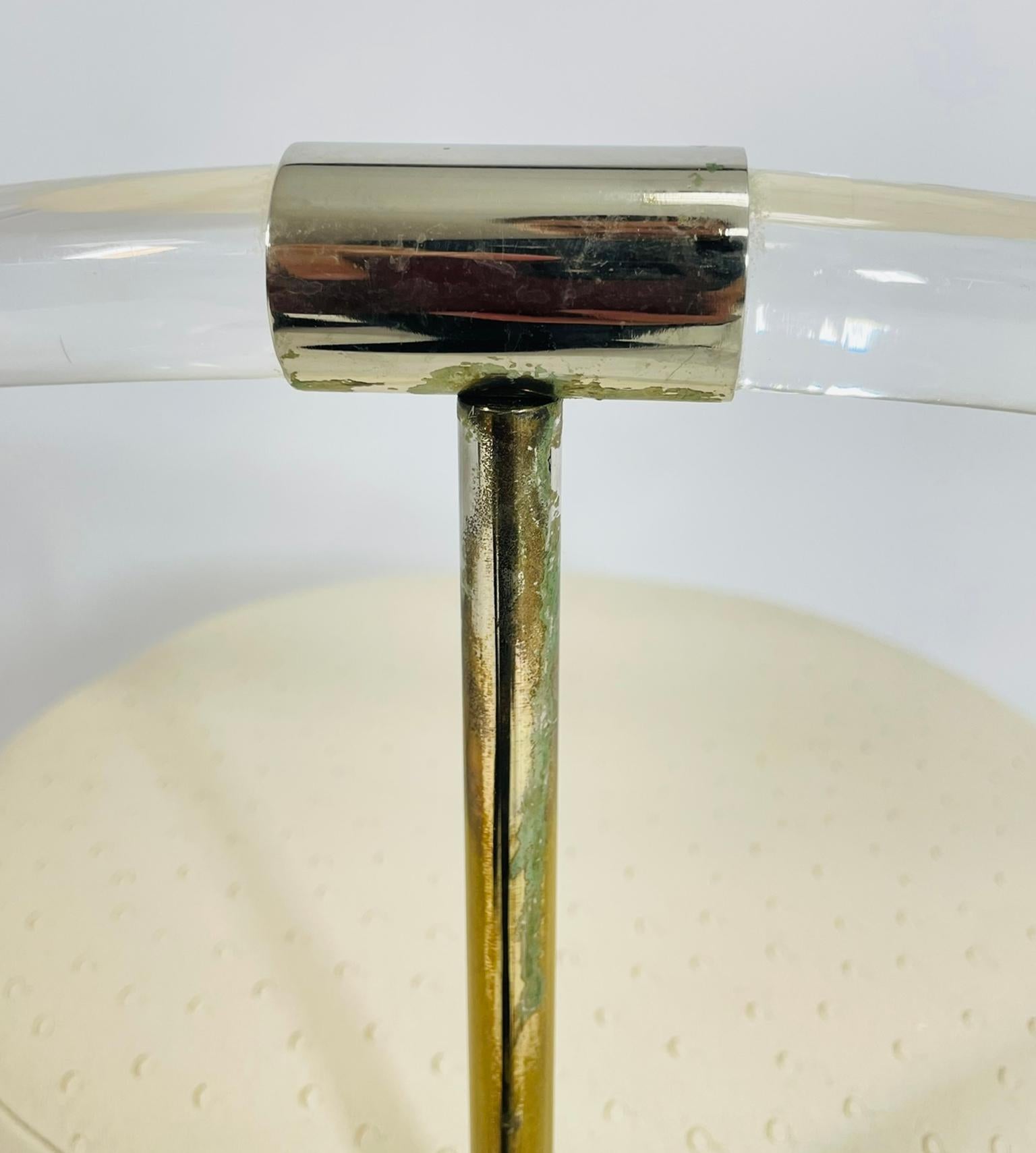 Lucite and Brass Vanity Swivel Chair by Charles Hollis Jones, USA 1960's For Sale 5