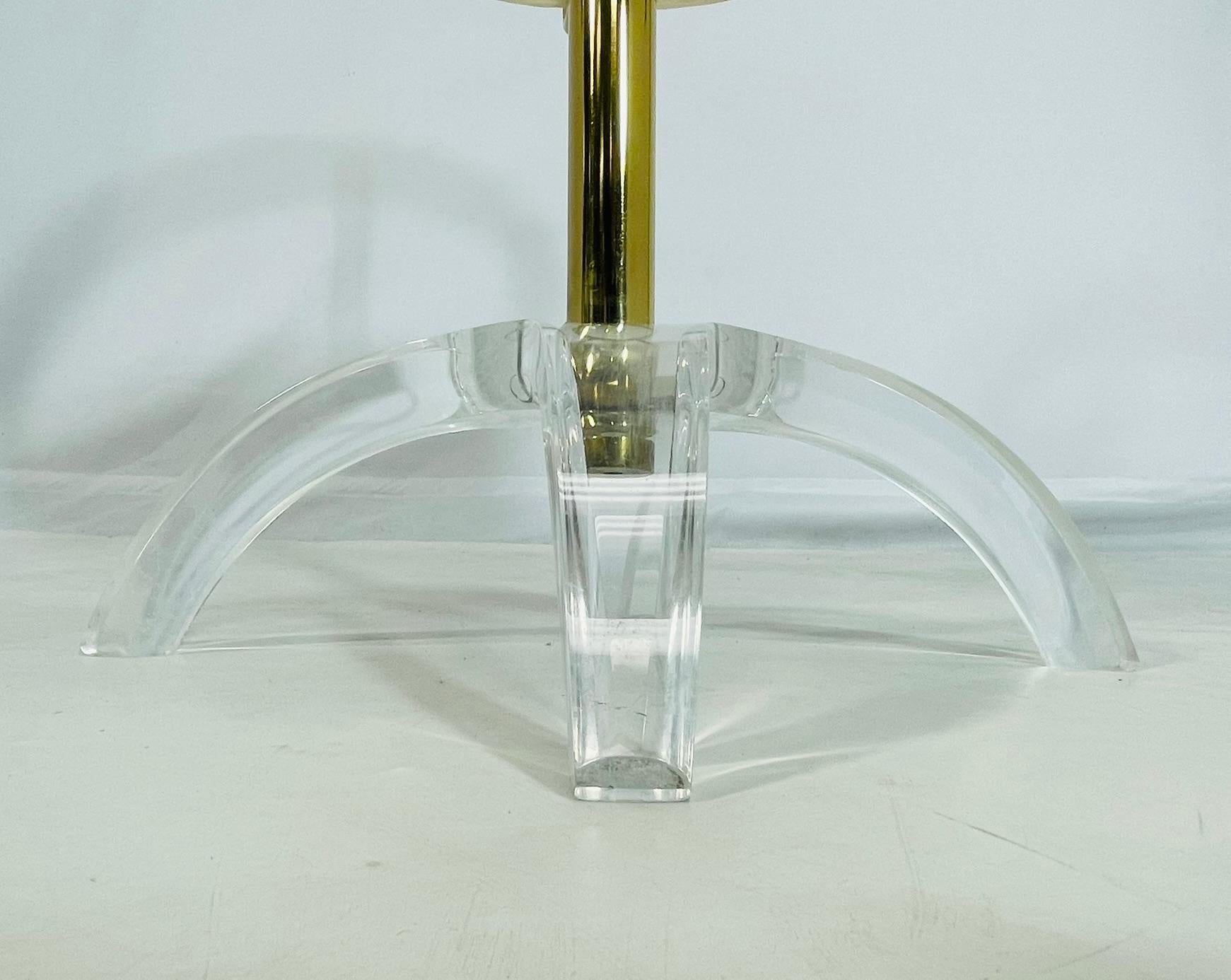 Lucite and Brass Vanity Swivel Chair by Charles Hollis Jones, USA 1960's For Sale 2