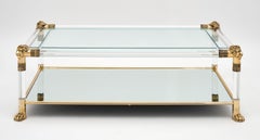 Lucite and Brass Vintage Coffee Table by Raphael