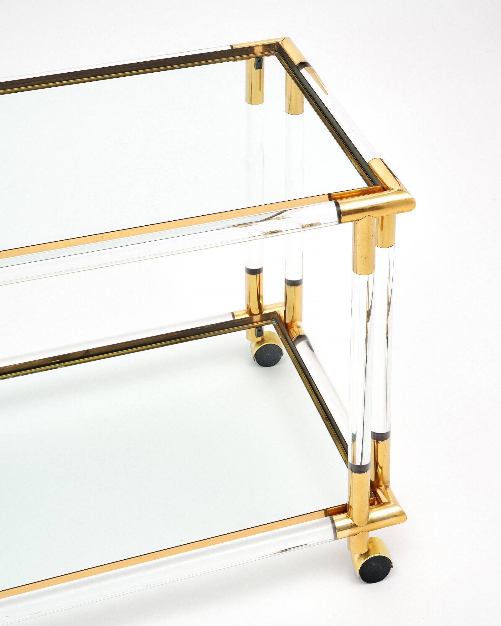 Lucite and Brass Vintage French Bar Cart 1