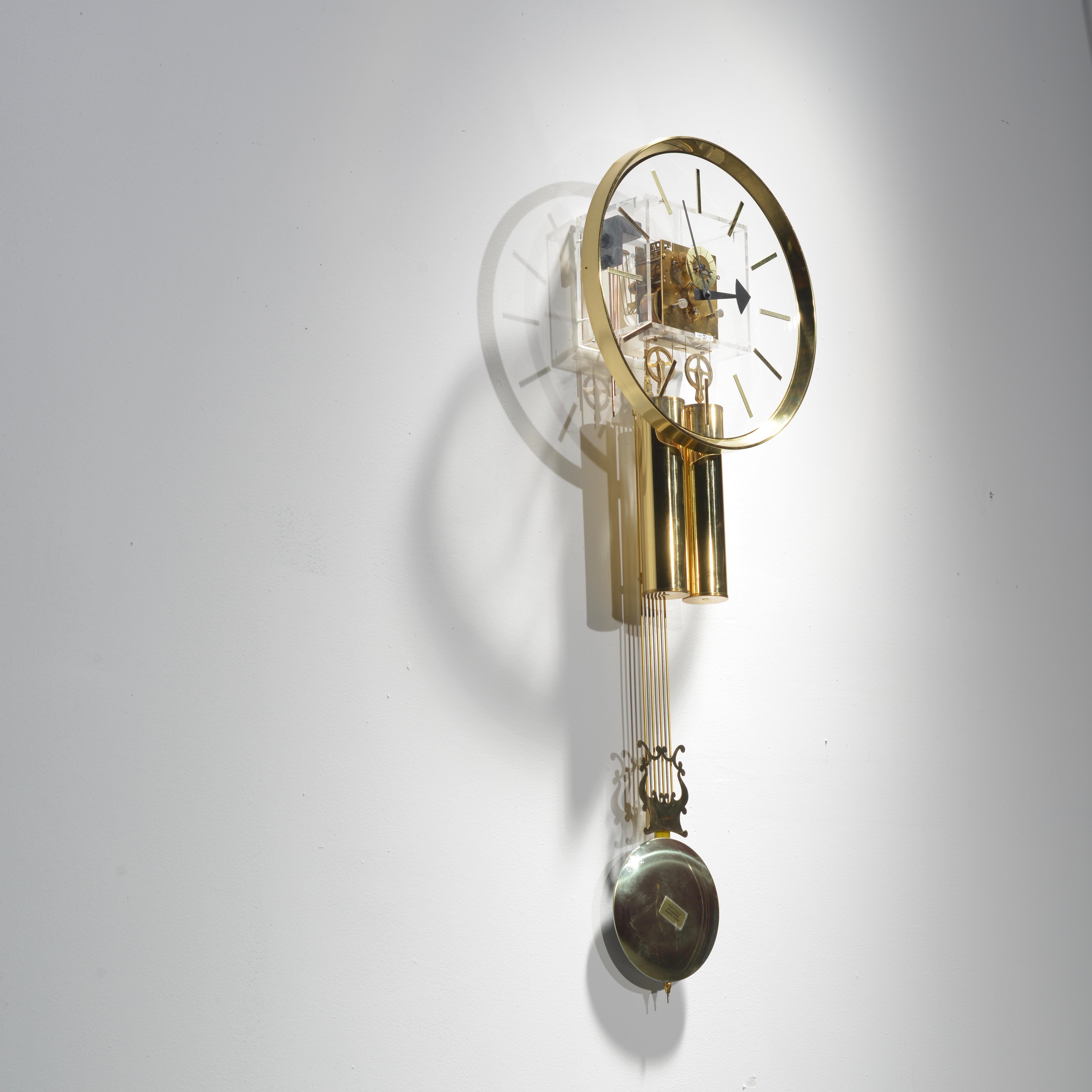 Lucite and Brass Wall Clock by George Nelson for Howard Miller 1