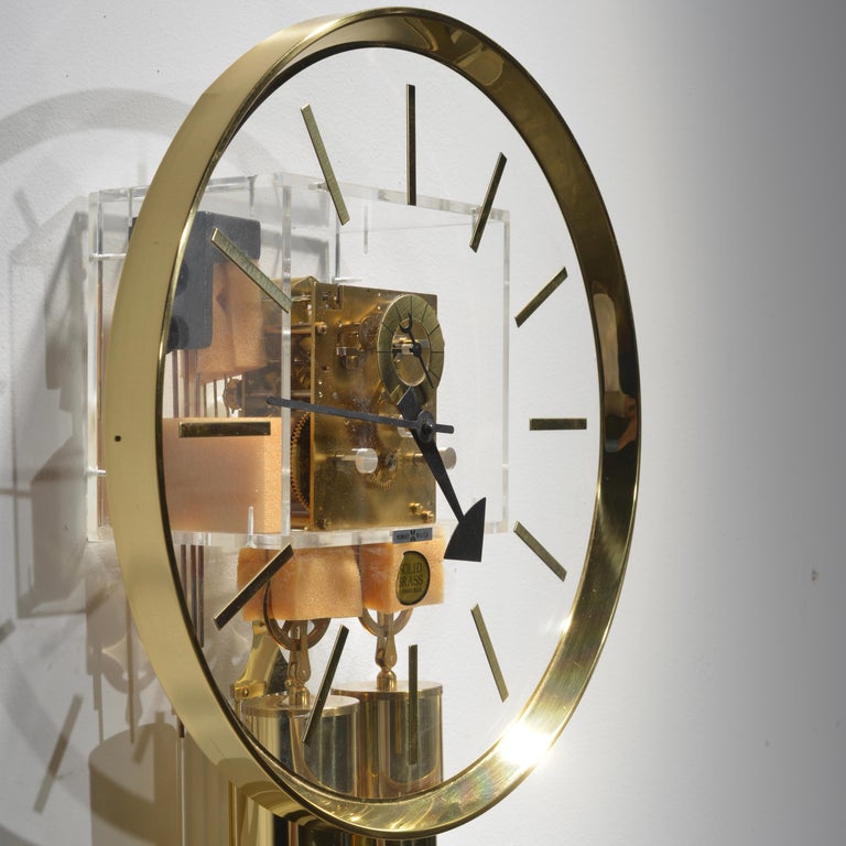 Lucite and Brass Wall Clock by Nelson for Howard Miller at 1stDibs