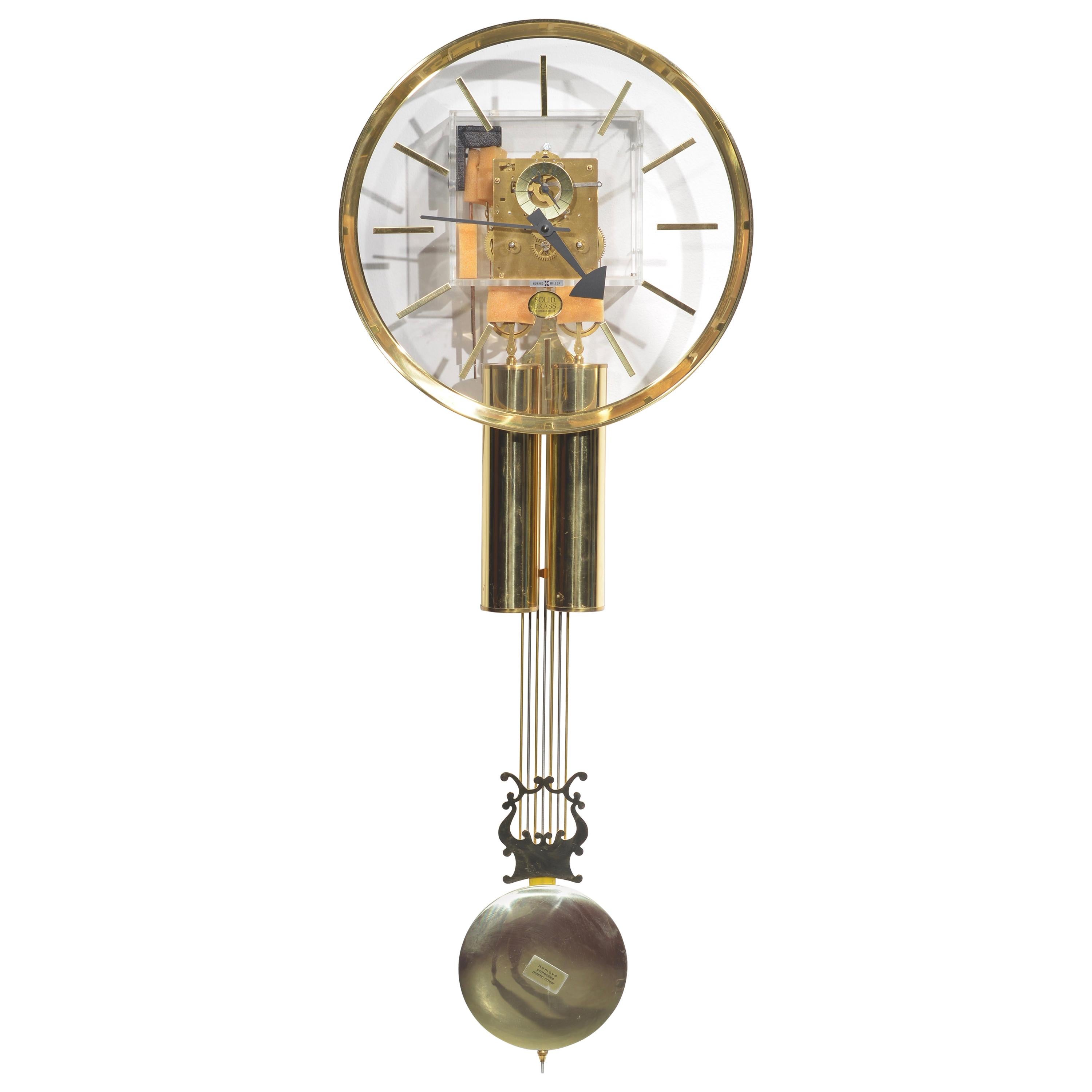 Lucite and Brass Wall Clock by George Nelson for Howard Miller