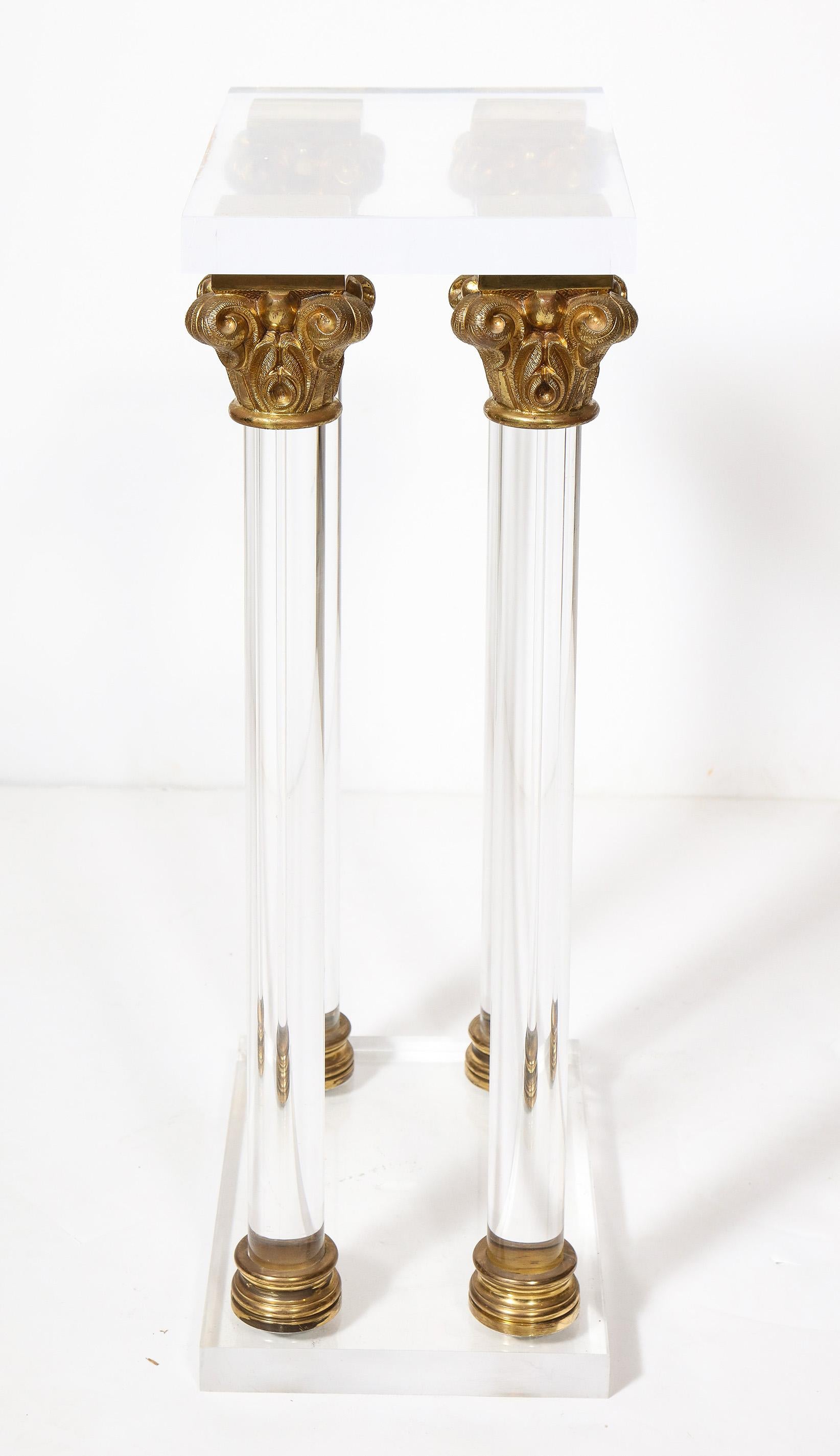 Pair of Lucite and Bronze Tables In Good Condition For Sale In Lyndhurst, NJ