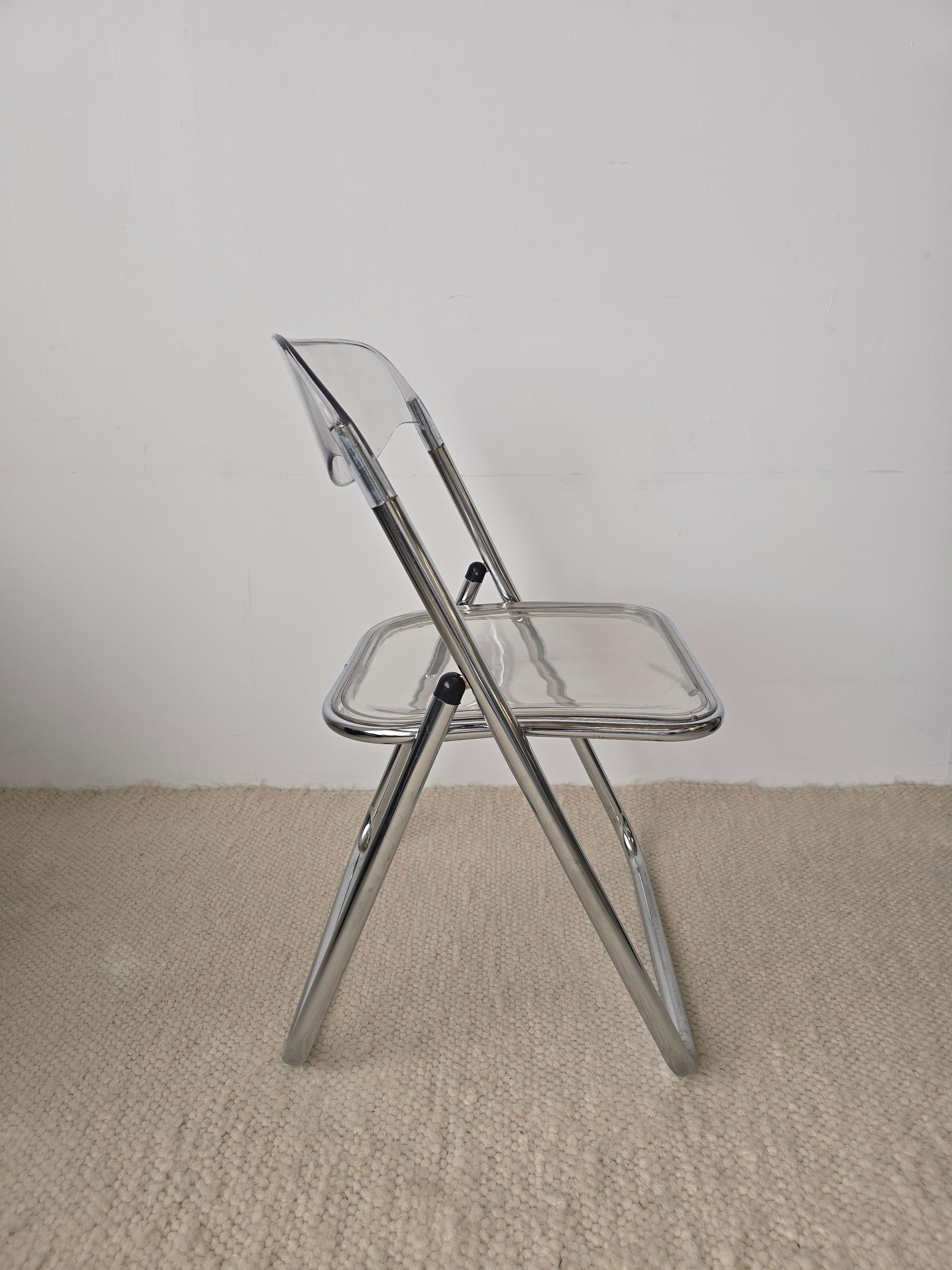 Other Lucite And Chrome 1970s Folding Chair Made in Italy For Sale