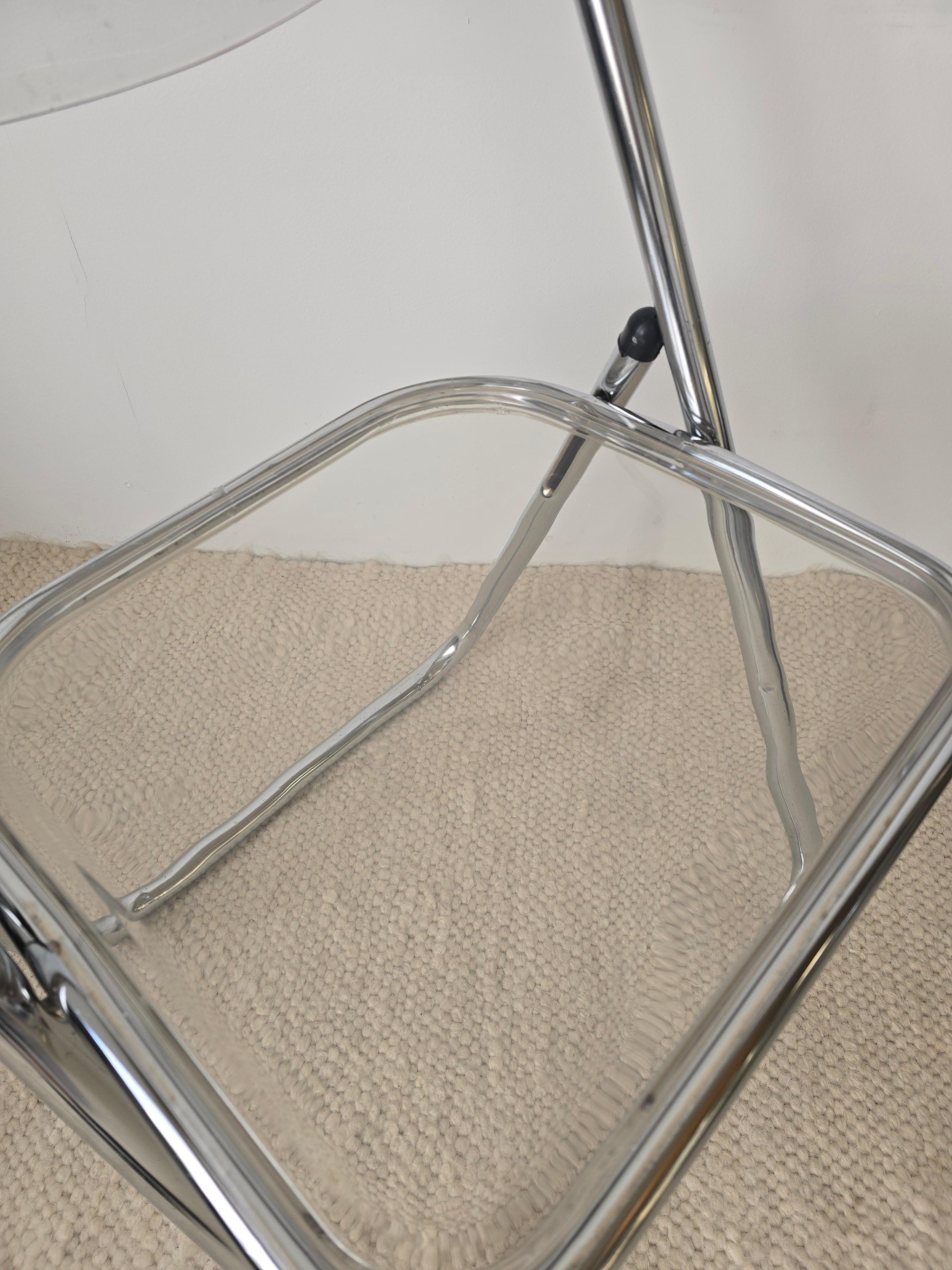 Late 20th Century Lucite And Chrome 1970s Folding Chair Made in Italy For Sale