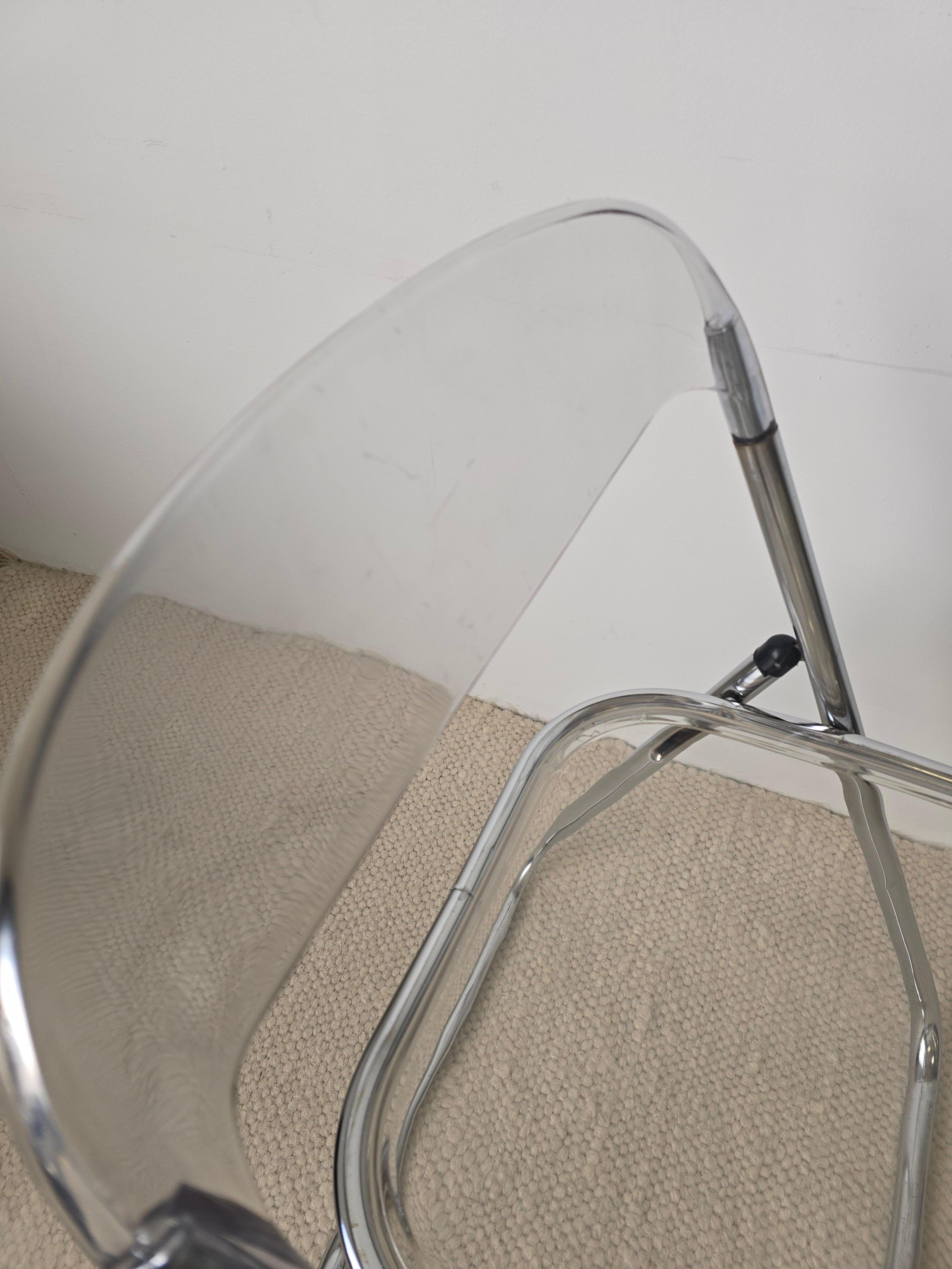 Lucite And Chrome 1970s Folding Chair Made in Italy For Sale 1