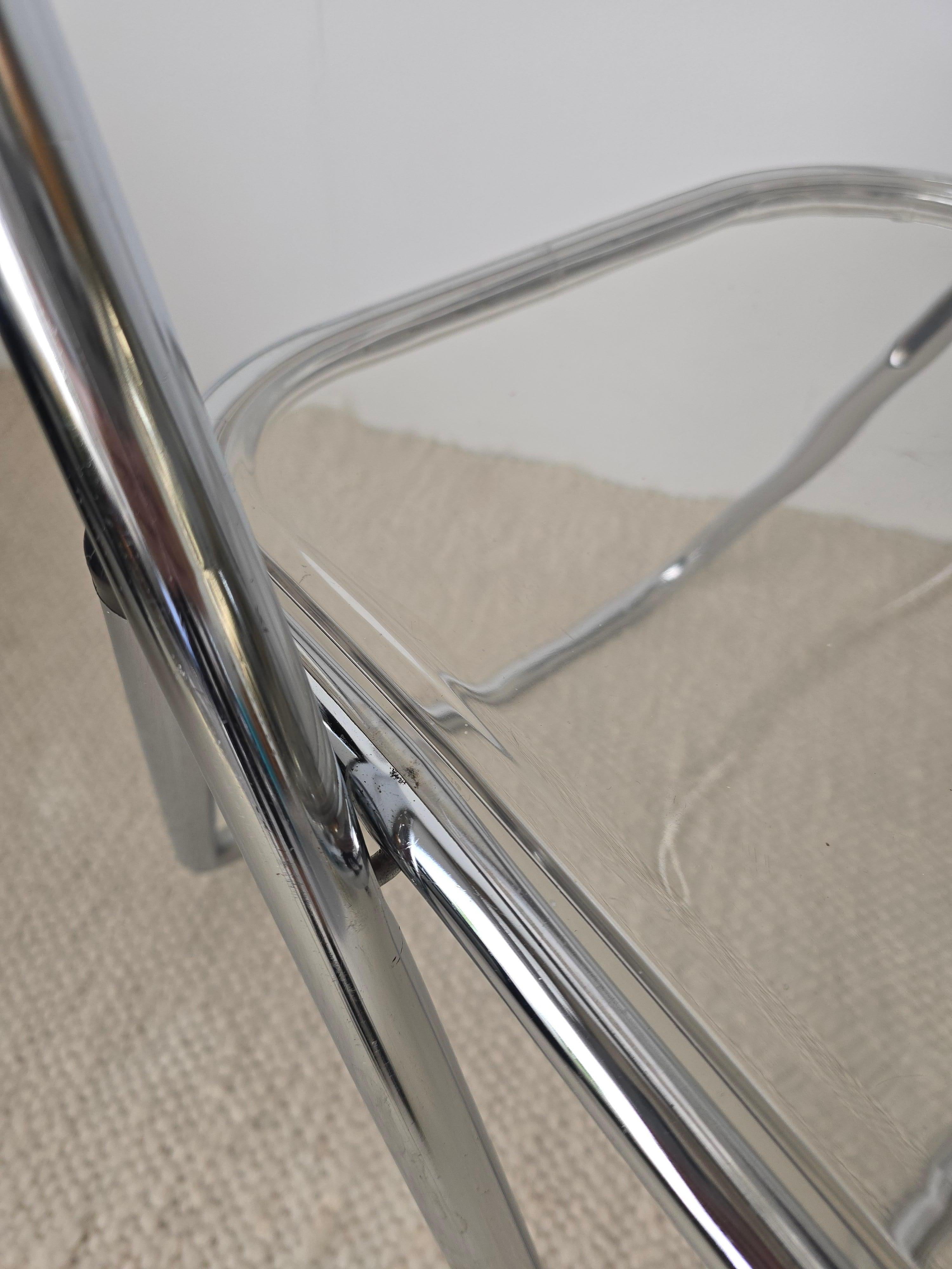 Lucite And Chrome 1970s Folding Chair Made in Italy For Sale 2