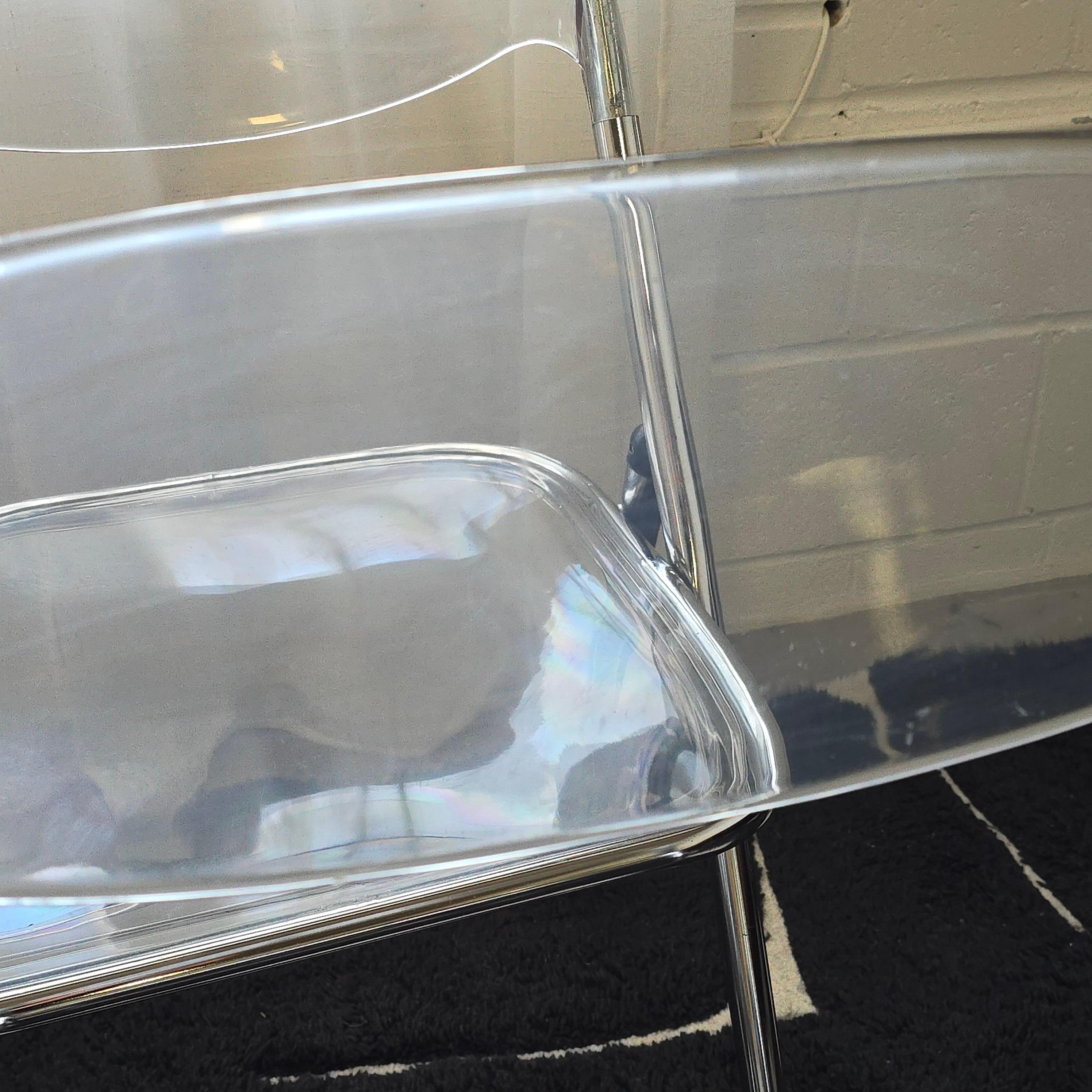 Lucite And Chrome 1970s Folding Chairs Made in Italy 3