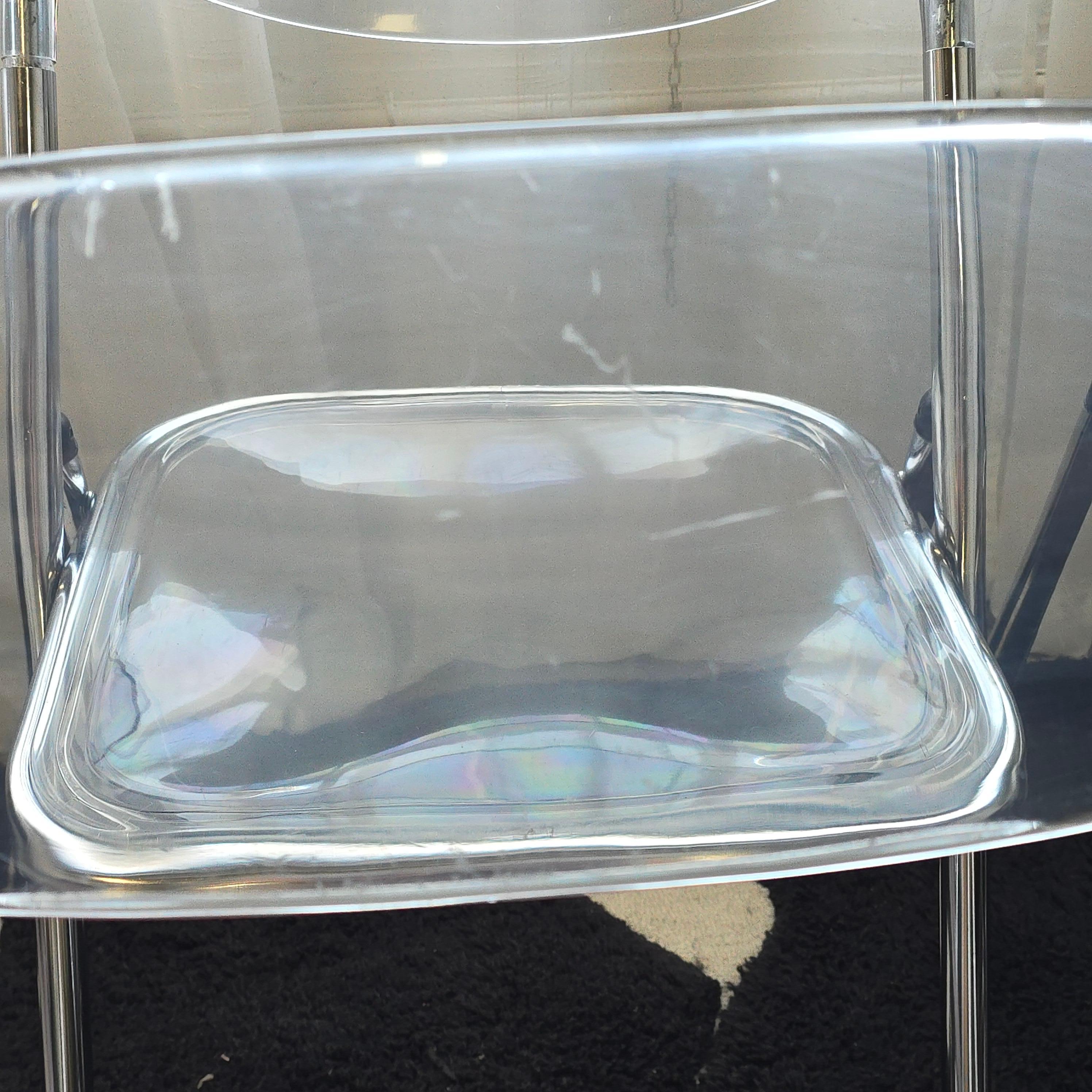 Lucite And Chrome 1970s Folding Chairs Made in Italy 4