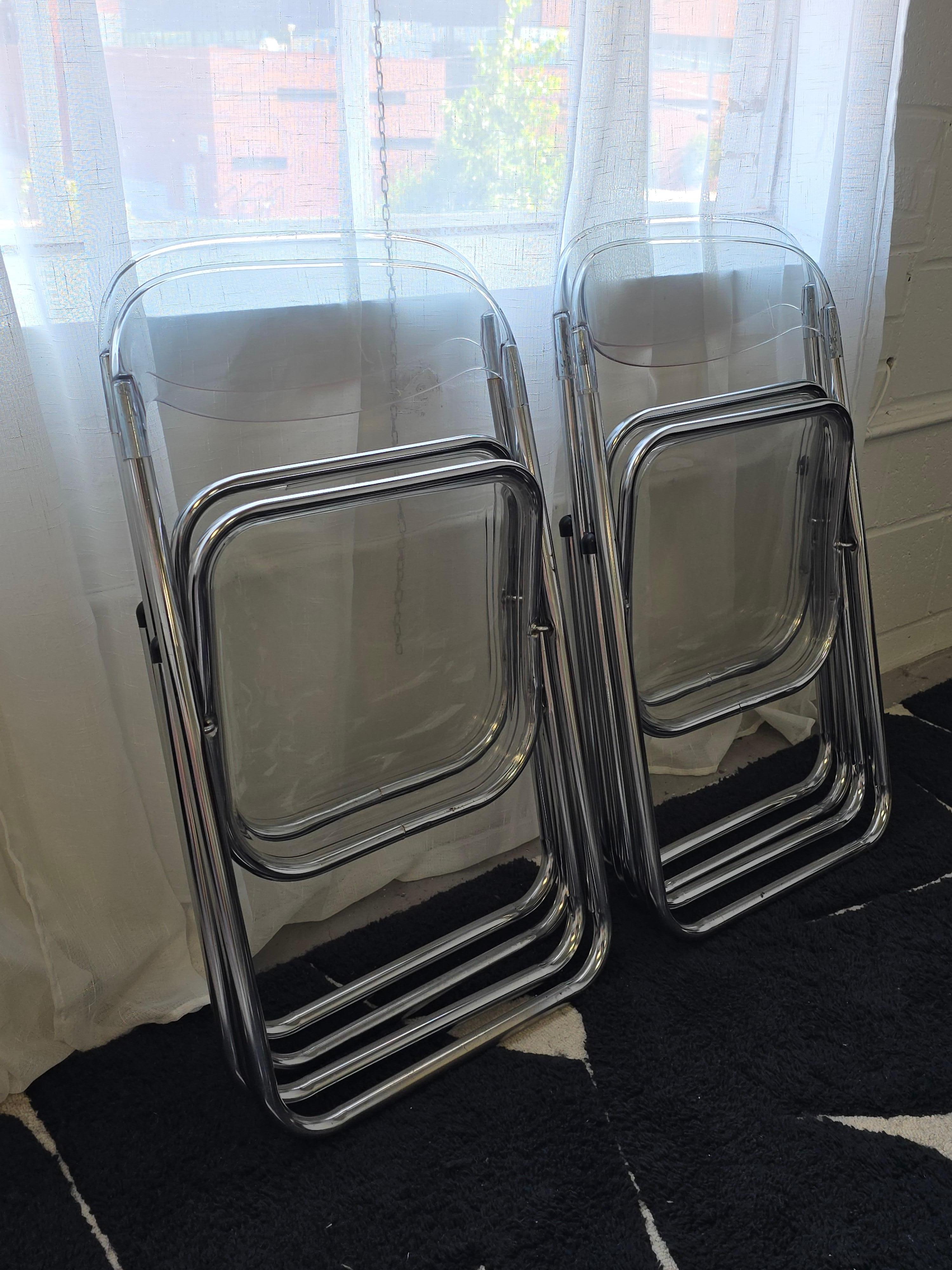 Lucite And Chrome 1970s Folding Chairs Made in Italy 5