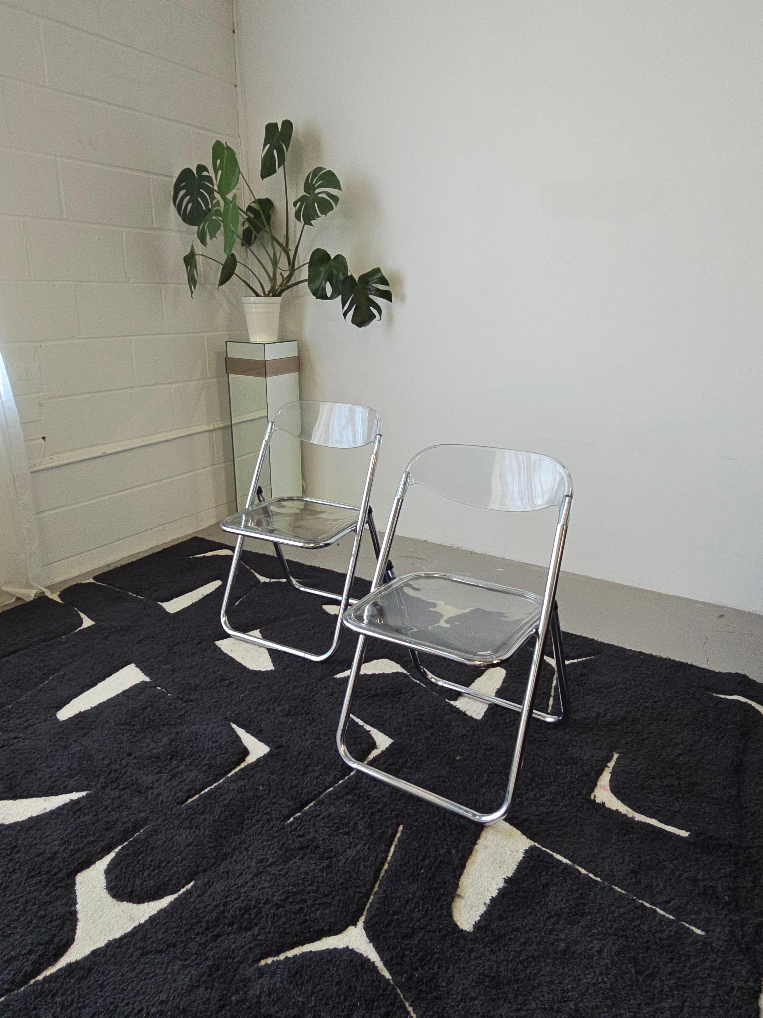 Other Lucite And Chrome 1970s Folding Chairs Made in Italy