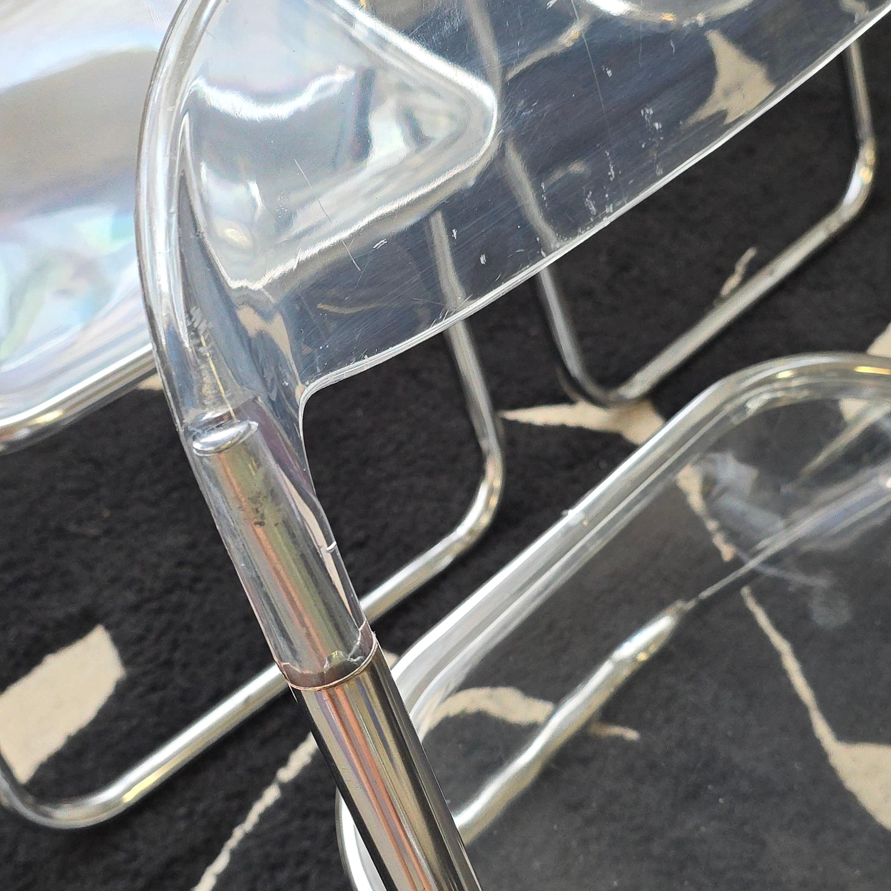 Late 20th Century Lucite And Chrome 1970s Folding Chairs Made in Italy