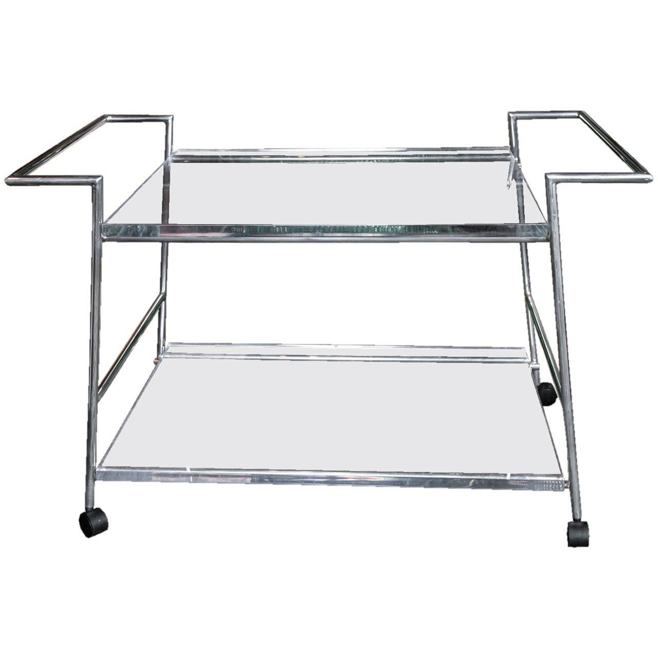 Lucite and Chrome Bar Cart For Sale